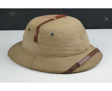 A Vintage British Military Sola Pith Helmet, Maker Marked For The Army &amp; Navy Co-Operative Society Ltd Of Bombay &amp; Ca
