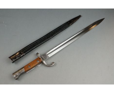 An Antique Bayonet With Hooked Quillion Together With Original Scabbard, Numbered 2836T, Blade Length Is Approx 38.5cm. 