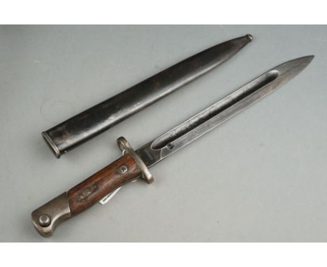 A Chilean Military Model 1895 Mauser Knife Bayonet Complete With Scabbard. 