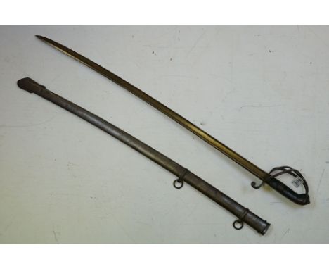 A British 19th Century Military Cavalry Sword, Blade Length Is Approx 89.5cm With An Overall Length Of Approx 104cm. Complete