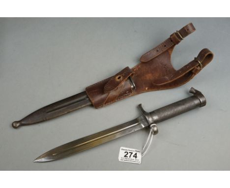 A Swedish Military Model 1896 Mauser Rifle Bayonet, Complete With Original Scabbard And Frog. 