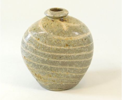 SVEND BAYER. SHEEPWASH POTTERY. A small, flask-shaped vase. Impressed initials. Height 12cm.