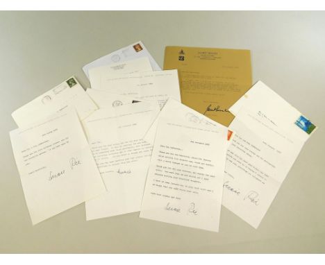 LUCIE RIE CORRESPONDENCE. Four signed notes from Lucie Rie & one from Janet Leach plus notes from Lucie Rie's secretary to Ia
