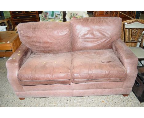 A leather two seater sofa