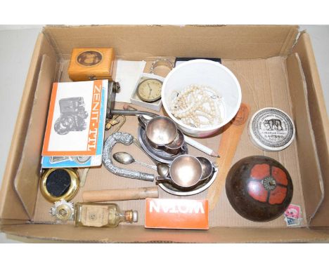 Box of various silver plated wares, picture frames, costume jewellery etc