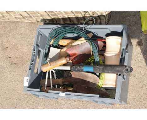Box of mixed gardening hand tools