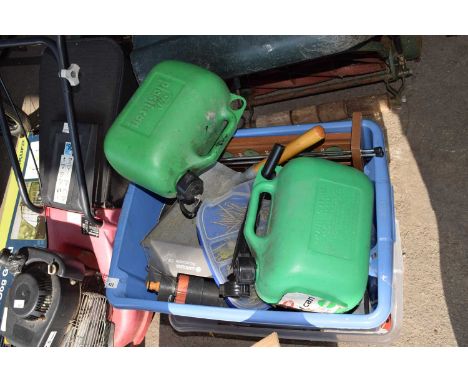 Two mixed boxes of shed clearance items, tools etc