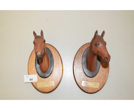 Beswick wall plaques formed as racehorse heads, Red Rum and Arkle