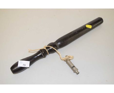 Wooden truncheon and whistle