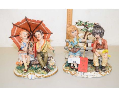 Two Naples Capodimonte porcelain figure groups