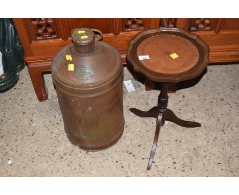 Vintage Castrol oil can together with a small pedestal table