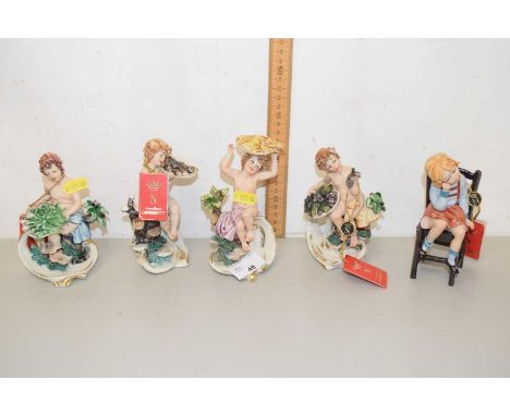 A group of five Naples Capodimonte porcelain figures