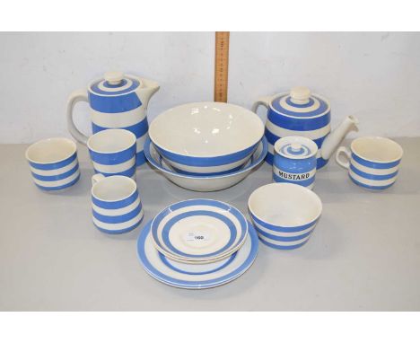 Mixed Lot: T G Green Cornish ware kitchen items to include a small mustard jar, various tea wares, bowls etc, some items are 