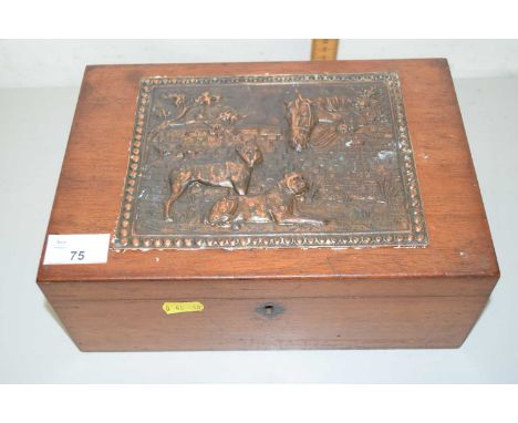 Hardwood jewellery box with copper mounted top