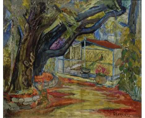 Charles R. Gerrard ARA (British, b. 1892) The Garden of the Director's Residence, the J. J. School of Art, Bombayoil on board