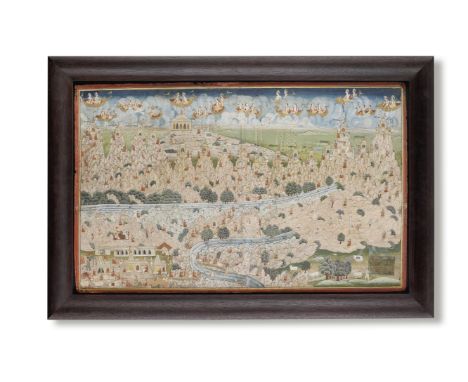 A Jain pilgrimage painting depicting the roads to Vimalanath and Parsvanath Jaipur, circa 1800gouache and gold on paper, naga