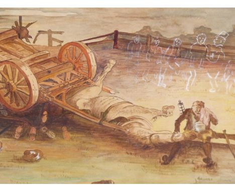 H. WILKINSON (EARLY 20TH CENTURY) A CRASHED HORSE CARRIAGE WITH GHOSTS OF TRAVELLERS. THE DRIVER LAMENTING HIS MORTALLY INJUR