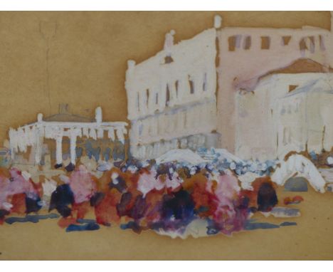 ALFRED EAST, ENGLISH 1844-1913, VENETIAN SCENE, POSSIBLY PREPARATORY SKETCH FOR SIMILAR PIECE ENTITLED "SHIMMERING HEAT". WAT