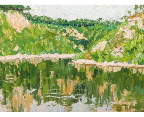 HANS BERGER (SWISS 1882-1977) ARR. NANT DE LANION. OIL ON CANVAS, SIGNED L/R TITLLED AND SIGNED VERSO. 60 X 50 cm