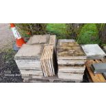 Approximately 70 second hand paving slabs. Stored near Eye, Suffolk.