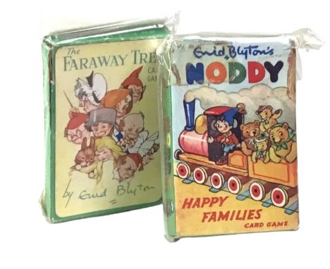 FIVE SETS OF NODDY AND ENID BLYTON RELATED PLAYING CARDS, 1950s - 70s including Happy Families and Snap, two Famous Five card