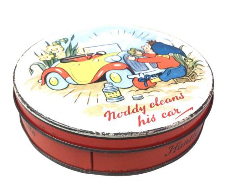 HUNTLEY AND PALMERS BISCUIT TIN, NODDY CLEANS HIS CAR along with a Smiths Noddy alarm clock, Noddy’s tinplate Treasure Chest 