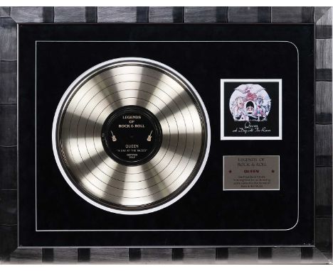 QUEEN GOLD DISC AND CD DISPLAY, A DAY AT THE RACES with certificate of authenticity from Legends Memorabilia, limited 26/250,