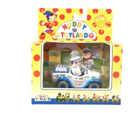 SIX LLEDO NODDY VEHICLES, including Noddy’s Car, P. C. Plod’s Police Car, Toyland Fire Engine, Mr Milko’s Milk Van, Mr Spark’