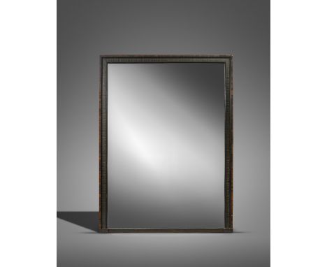 λ A REGENCY ROSEWOOD, EBONY AND BRASS MARQUETRY MIRROR BY GEORGE BULLOCK, C.1815 the rectangular plate within an ebony moulde