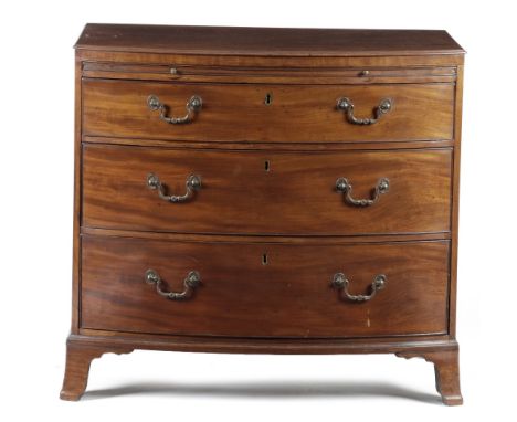 A REGENCY MAHOGANY BOWFRONT CHEST IN THE MANNER OF GILLOWS, C.1810-15 the top with a moulded edge above a brushing slide and 