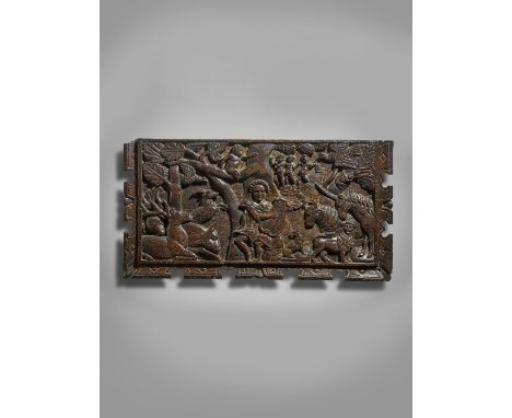 AN OAK RELIEF CARVED MYTHOLOGICAL PANEL LATE 16TH CENTURY after a woodcut engraving of Ovid's Metamorphoses by Virgil Solis (