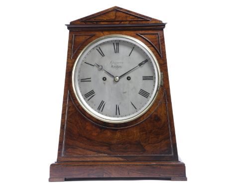 λ A GEORGE IV ROSEWOOD BRACKET CLOCK BY CUMMINS, LONDON, C.1825-30 the brass eight day movement with four turned pillars and 