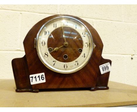 WESTMINSTER MANTLE CLOCK. Wood cased Westminster chiming mantle clock