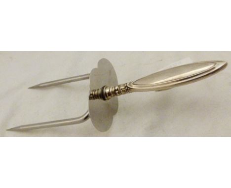MEAT FORK. Silver handled, 2 prong meat fork