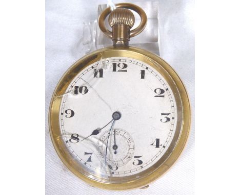 GOLD PLATED POCKET WATCH. Gold plated pocket watch requires new glass
