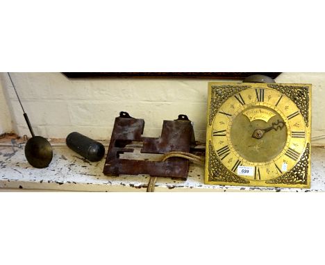 A Phillip Auenel of Farnham brass faced longcase clock movement.