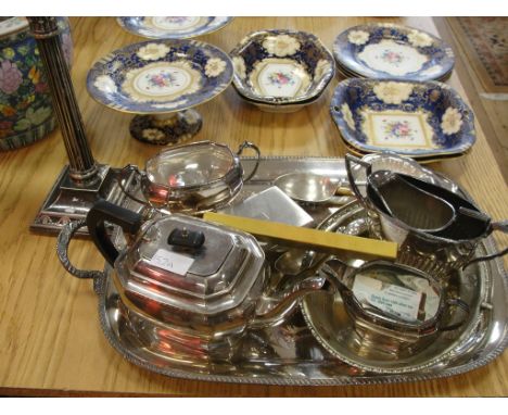 A quantity of EPNS to inc tray, tea service, flatware etc