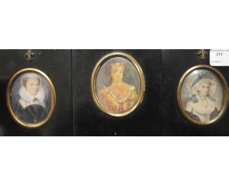 Three portrait miniatures of women