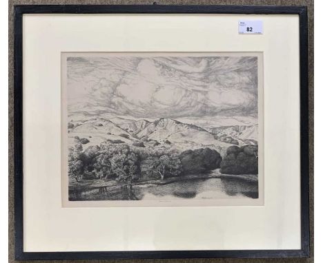 Ernest Haskell (American,19th / early 20th century), Storm clouds over El Torro, etching, signed in pencil,9X11.5ins, mounted