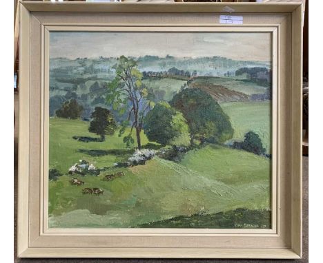Vera K. Spencer A.R.C.A (British, 20th century), 'Wensley Dale', oil on board, signed and dated 72',15x17ins, framed.