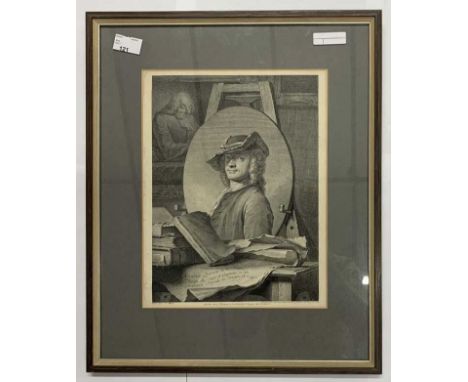 George Friedrich Schmidt (German, 18th century), 'Maurice Quentin De La Tour', etching, dated 1772,12x9ins, mounted, framed a