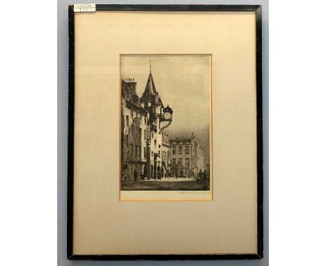 Andrew Watson Turnbill RA RSA PS (British, 20th Century) Old Tolbooth Edinburgh, drypoint etching, limited to 300 proofs with