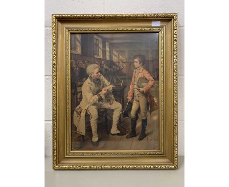 After George William Joy, 'Wellington's first encouter with the French, 1785', chromolithograph, 20.5x15.5ins, signed, gilt f
