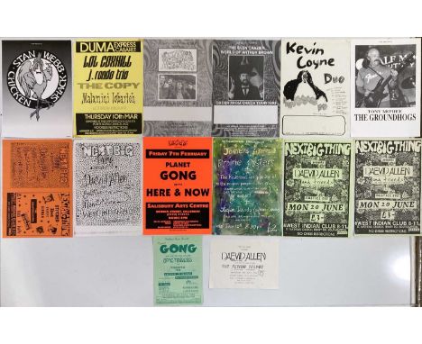 18 posters, mostly c 1990s and for venues such as The Joiners and others on the south coast. Most are featuring Gong / Planet