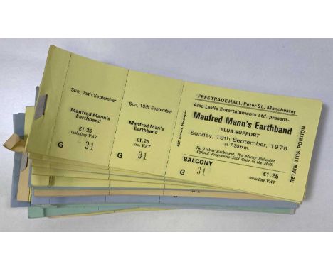 A collection of partial ticket books, with approximately 155 complete, untorn and unused tickets for Manfred Mann's Earthband