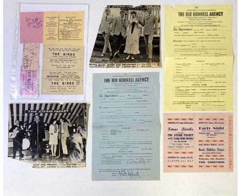 A page (cA4 size) with three original 'The Birds' ticket stubs, two pages from an autograph book and a business card - the la