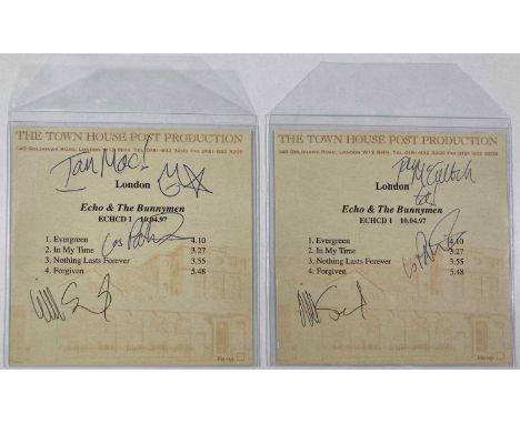 Two CD covers / inserts each signed by Ian McCulloch, Will Sergeant and Les Pattinson of Echo and the Bunnymen.