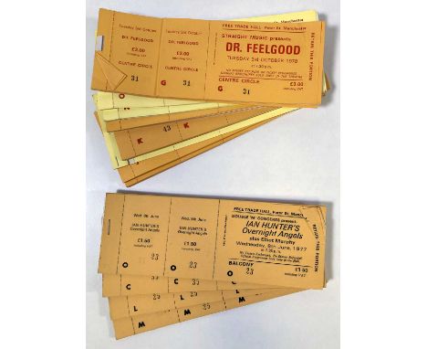 A collection of partial ticket books, with untorn and unused tickets for Ian Hunter's Overnight Angels, 1977 (112 tickets) an