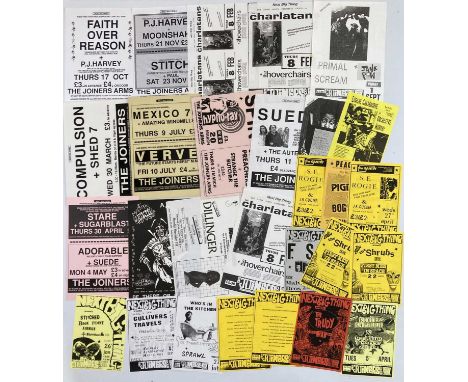 26 assorted posters and flyers, typically for concerts c 1990s. The Verve, Manic Street Preachers, P.J. Harvey, The Charlatan