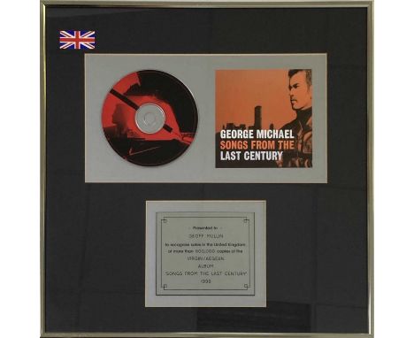 A framed CD award presented to BBC Radio 2 producer and music industry veteran Geoff Mullin to recognise sales of 600,000 cop